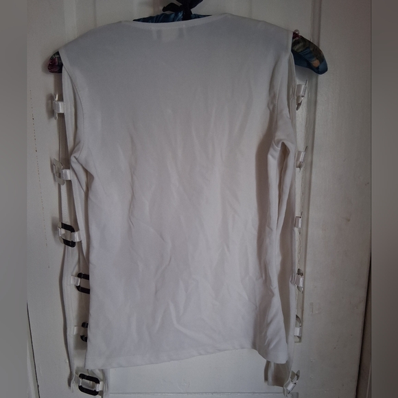 Gantos Vintage Elegant White Buckle Detail Women's Top Size S-M - Picture 4 of 5